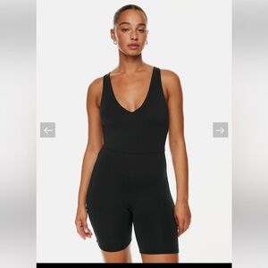 Babaton Contour  Black V-Neck Sleeveless Romper